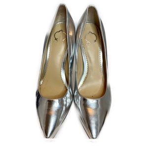 C. Wonder Silver Kitten Heels Pumps
